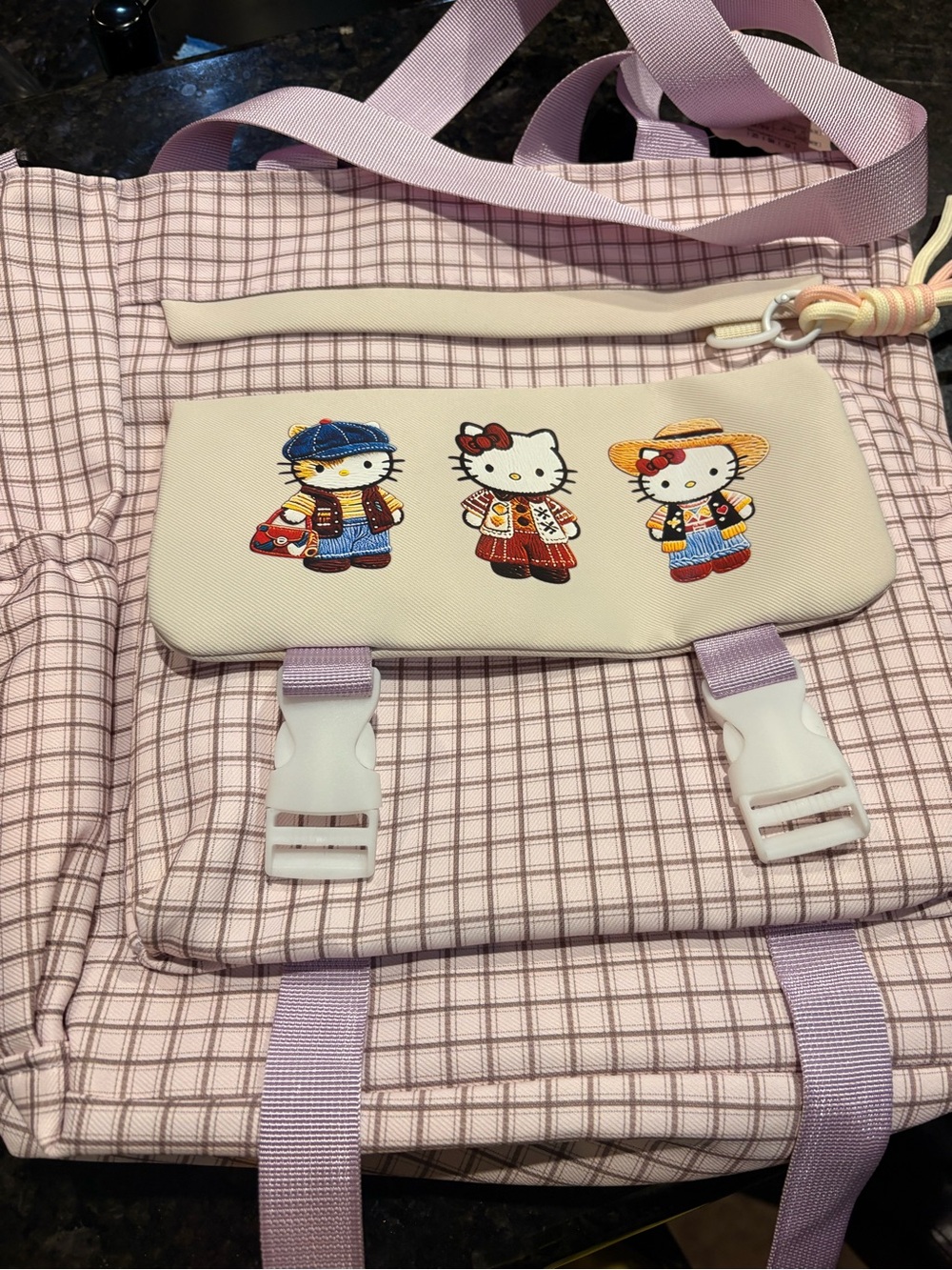 Hello Kitty tote bag- Light Pink Check